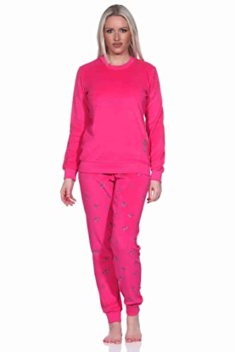 Damen Frottee Schlafanzug Langarm Pyjama mit Bündchen - auch in Übergrössen, Farbe:pink, Größe:40-42 von Normann