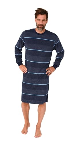 Edel aussehendes Herren Frottee Nachthemd Langarm mit Bündchen, Farbe:Marine, Größe:48-50 von Normann