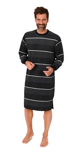 Edel aussehendes Herren Frottee Nachthemd Langarm mit Bündchen, Farbe:schwarz, Größe:52-54 von Normann