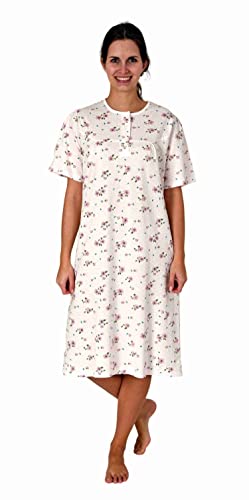 Normann Elegantes frauliches Damen Kurzarm Nachthemd mit Knopfleiste am Hals, Farbe:rosa2, Größe:48-50 von Normann