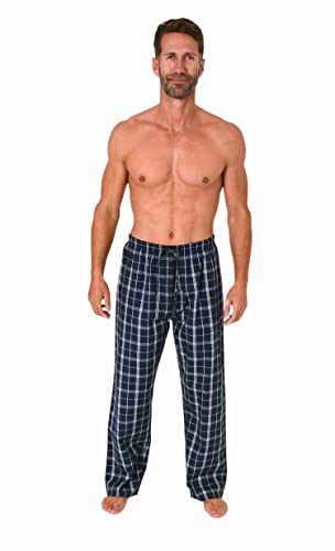 Herren Schlafanzug Pyjama Hose lang kariert aus Baumwolle Schlafhose für Männer, Farbe:grau1, Größe:58 von Normann