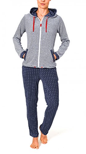 Normann Damen Frottee Hausanzug - ideal auch als Homewear - auch in Übergrössen, Größe:48/50;Farbe:Ringel Jeans von Normann
