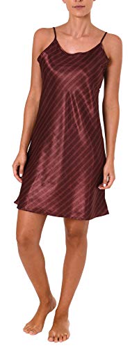 NORMANN-Wäschefabrik Damen Satin Negligé Spaghetti Nachthemd im eleganten Streifendesign - 61515, Farbe:Bordeaux, Größe2:44/46 von Normann
