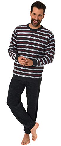 NORMANN-Wäschefabrik Eleganter Herren Frottee Pyjama Schlafanzug lang mit Bündchen - auch in Übergrössen 61505, Farbe:schwarz, Größe:56 von NORMANN-Wäschefabrik