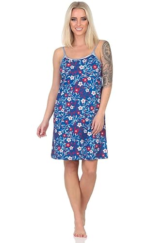 Normann Ärmelloses Damen Spaghetti Nachthemd in floralem Print - auch in Übergrössen, Farbe:Marine, Größe:40-42 Normann Ärmelloses Damen Spaghetti Nachthemd in floralem Print - auch in Übergrössen, Farbe:Marine, Größe:40-42 von Normann