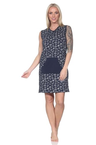 Normann Damen Achselträger Nachthemd in maritimer Optik - auch in Übergrößen, Farbe:Allover, Größe:56-58 von Normann