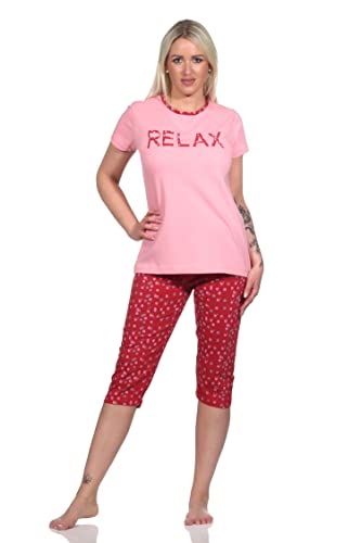 Normann Damen Capri Pyjama, lässiger Schlafanzug 'Relax' - 122 204 10 757, Farbe:rosa, Größe:48-50 von Normann