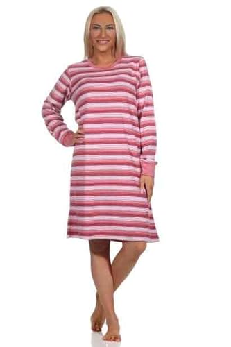 Normann Damen Frottee Langarm Nachthemd in edler Streifenoptik, Farbe:Altrose, Größe:48-50 von Normann