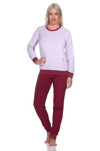 Normann Damen Frottee Langarm Schlafanzug Pyjama mit Bündchen - auch in Übergröße, Farbe:lila, Größe:52-54 von Normann