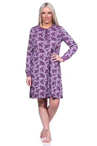 Normann Damen Frottee Nachthemd Langarm mit Bündchen - auch in Übergrössen erhältlich, Farbe:Beere, Größe:56/58 von Normann
