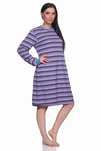 Normann Damen Frottee Nachthemd Langarm mit Bündchen in Streifendesign - auch in Übergrössen, Farbe:blau-Melange, Größe:36-38 Normann Damen Frottee Nachthemd Langarm mit Bündchen in Streifendesign - auch in Übergrössen, Farbe:blau-Melange, Größe:36-38 von Normann
