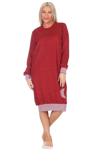 Normann Damen Frottee Nachthemd Langarm mit Bündchen in Tupfen- und Ringeloptik, Farbe:Allover, Größe:40-42 von Normann