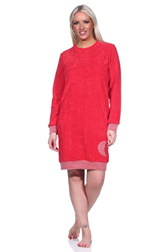 Damen Frottee Nachthemd mit Bündchen im Tupfen- und Ringeldesign - auch in Übergrössen, Farbe:Allover, Größe:44/46 von Normann