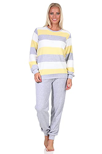Normann Damen Frottee Pyjama lang mit Bündchen in Einer tollen Streifenoptik - 271 201 93 238, Farbe:gelb, Größe:40-42 von Normann
