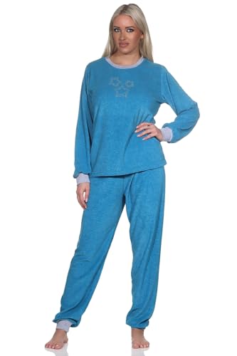 Normann Damen Frottee Schlafanzug Homewear Loungewear - auch in Übergröße, Farbe:türkis, Größe:56-58 von Normann