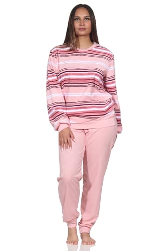 Normann Damen Frottee Schlafanzug in edler Streifenoptik, Farbe:rosa, Größe:52-54 von Normann