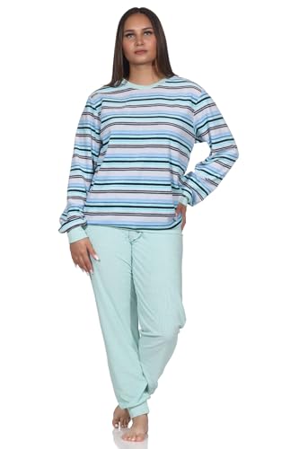 Normann Damen Frottee Schlafanzug in edler Streifenoptik, Farbe:türkis, Größe:44-46 von Normann