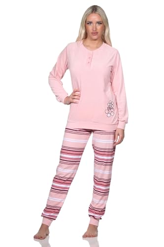 Normann Damen Frottee Schlafanzug lang mit Bündchen - auch in Übergröße, Farbe:rosa, Größe:36-38 von Normann