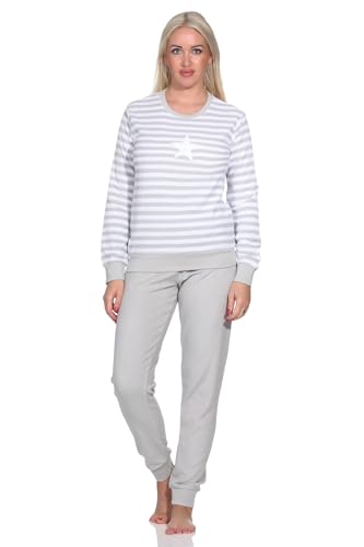 Normann Damen Frottee Schlafanzug mit Bündchen in Sterne Optik - auch in Übergröße, Farbe:grau1, Größe:44-46 von Normann