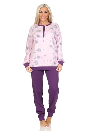 Normann Damen Interlock Schlafanzug lang mit Bündchen in edler Optik, Farbe:Rose, Größe:44-46 von Normann
