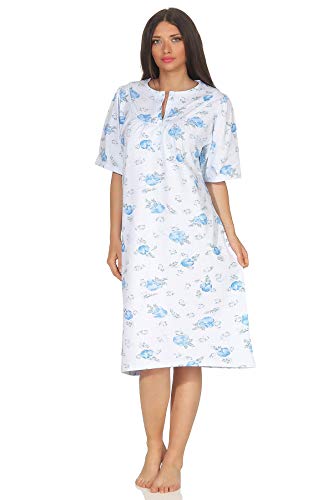 Normann Damen Kurzarm Nachthemd fraulich, 105 cm Länge, florales Muster - 63544, Größe2:40/42, Farbe:hellblau Normann Damen Kurzarm Nachthemd fraulich, 105 cm Länge, florales Muster - 63544, Größe2:40/42, Farbe:hellblau von Normann