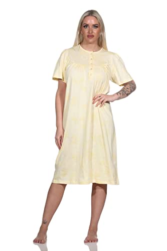 Normann Damen Kurzarm Nachthemd im klassischen fraulichen Design mit Knopfleiste am Hals, Farbe:vanille, Größe:40-42 von Normann