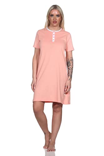 Normann Damen Kurzarm Nachthemd mit Flamingo Motiv und Knopfleiste am Hals, Farbe:apricot, Größe:44-46 von Normann