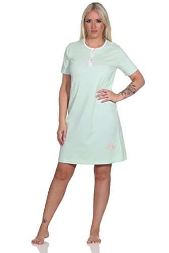 Normann Damen Kurzarm Nachthemd mit Flamingo Motiv und Knopfleiste am Hals, Farbe:grün, Größe:40-42 Normann Damen Kurzarm Nachthemd mit Flamingo Motiv und Knopfleiste am Hals, Farbe:grün, Größe:40-42 von Normann