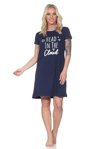 Normann Damen Kurzarm Nachthemd mit Frontprint, Farbe:Navy, Größe:48-50 von Normann