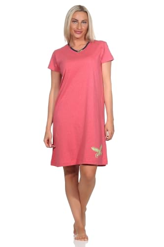 Normann Damen Kurzarm Nachthemd mit Schmetterling als Motiv - auch in Übergröße, Farbe:rot, Größe:36-38 von Normann
