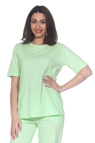 Normann Damen Kurzarm Schlafanzug Oberteil Pyjama Shirt Mix & Match - ideal zu kombinieren, Farbe:grün, Größe:48-50 von Normann