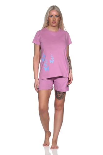 Normann Damen Kurzarm Schlafanzug Shorty Pyjamahose in Tupfen Punkte Optik, Farbe:Altrose, Größe:48-50 von Normann