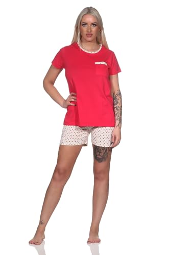 Normann Damen Kurzarm Schlafanzug Shorty Pyjamahose in Tupfen Punkte Optik, Farbe:pink, Größe:48-50 von Normann
