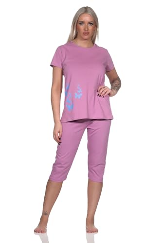 Normann Damen Kurzarm Schlafanzug mit Capri-Pyjamahose in Tupfen Punkte Optik, Farbe:Altrose, Größe:36-38 von Normann