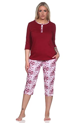 Normann Damen Kurzarm Schlafanzug mit Caprihose in floralem Print - auch in Übergrössen, Farbe:rot, Größe:36-38 von Normann