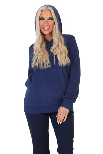 Normann Damen Langarm Frottee Schlafanzug Oberteil Hoodie Mix & Match - ideal zu kombinieren, Farbe:Marine, Größe:48-50 von Normann