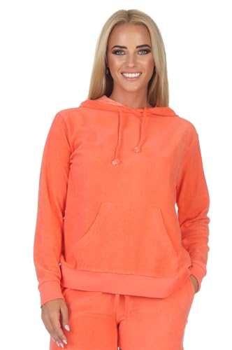 Normann Damen Langarm Frottee Schlafanzug Oberteil Hoodie Mix & Match - ideal zu kombinieren, Farbe:orange, Größe:40-42 von Normann
