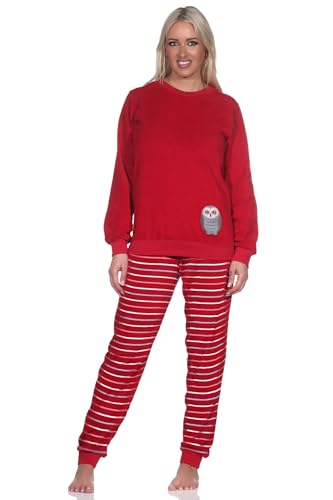 Normann Damen Langarm Frottee Schlafanzug Pyjama mit Bündchen und Tiermotiv, Farbe:rot, Größe:44-46 von Normann