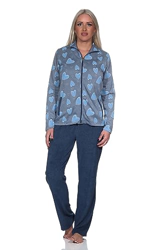 Normann Damen Langarm Hausanzug Homewear in Herz Optik - auch in Übergrösse, Farbe:Marine, Größe:40-42 von Normann