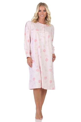 Normann Damen Langarm Nachthemd im klassischen fraulichen Design mit Knopfleiste am Hals, Farbe:rosa, Größe:52-54 von Normann