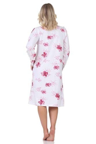 Normann Damen Langarm Nachthemd im klassischen fraulichen Design mit Knopfleiste am Hals, Farbe:rot, Größe:52-54 von Normann