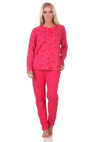 Normann Damen Langarm Schlafanzug Pyjama in Tupfen-Punkte Optik - auch in Übergrössen, Farbe:rot, Größe:40-42 von Normann