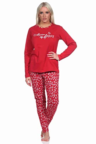 Normann Damen Langarm Schlafanzug Pyjama in maritimer Optik, Farbe:rot, Größe:40-42 von Normann