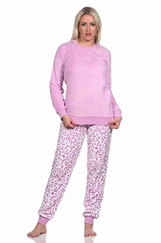 Normann Damen Langarm Schlafanzug Pyjama mit Bündchen aus Coralfleece im Animal Look, Farbe:pink, Größe:40/42 von Normann