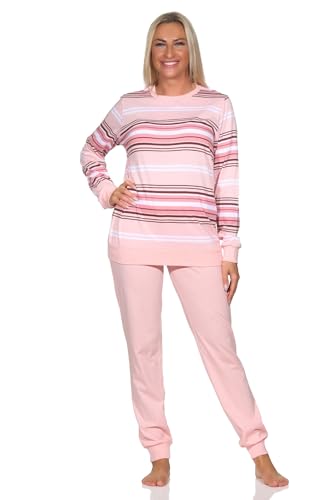 Normann Damen Langarm Schlafanzug mit Bündchen in Streifenoptik, Farbe:rosa, Größe:48-50 von Normann