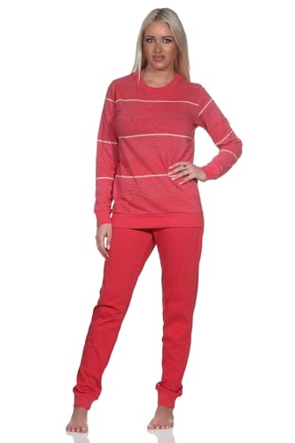 Normann Damen Langarm Schlafanzug mit Bündchen in Streifenoptik, Farbe:rot, Größe:36-38 Normann Damen Langarm Schlafanzug mit Bündchen in Streifenoptik, Farbe:rot, Größe:36-38 von Normann