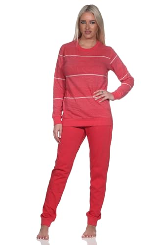 Normann Damen Langarm Schlafanzug mit Bündchen in Streifenoptik, Farbe:rot, Größe:44-46 von Normann