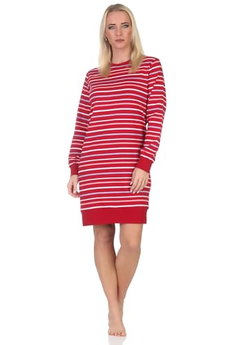 Normann Damen Nachthemd Langarm in Kuschel Interlock Qualität -Streifen Optik, Farbe:rot, Größe:36-38 von Normann