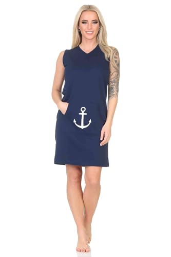 Normann Damen Nachthemd Strandkleid Beachwear in maritimer Optik - auch in Übergrößen, Farbe:Marine, Größe:60-62 von Normann