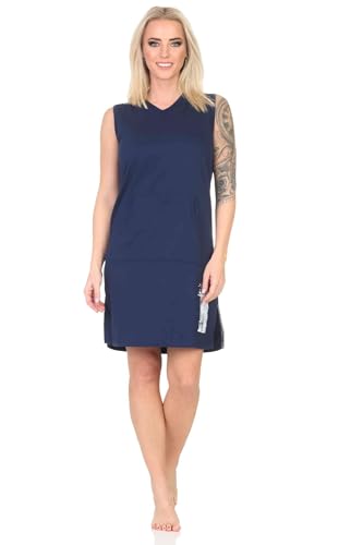 Normann Damen Nachthemd Strandkleid Beachwear in maritimer Optik - auch in Übergrößen, Farbe:Navy, Größe:40-42 von Normann